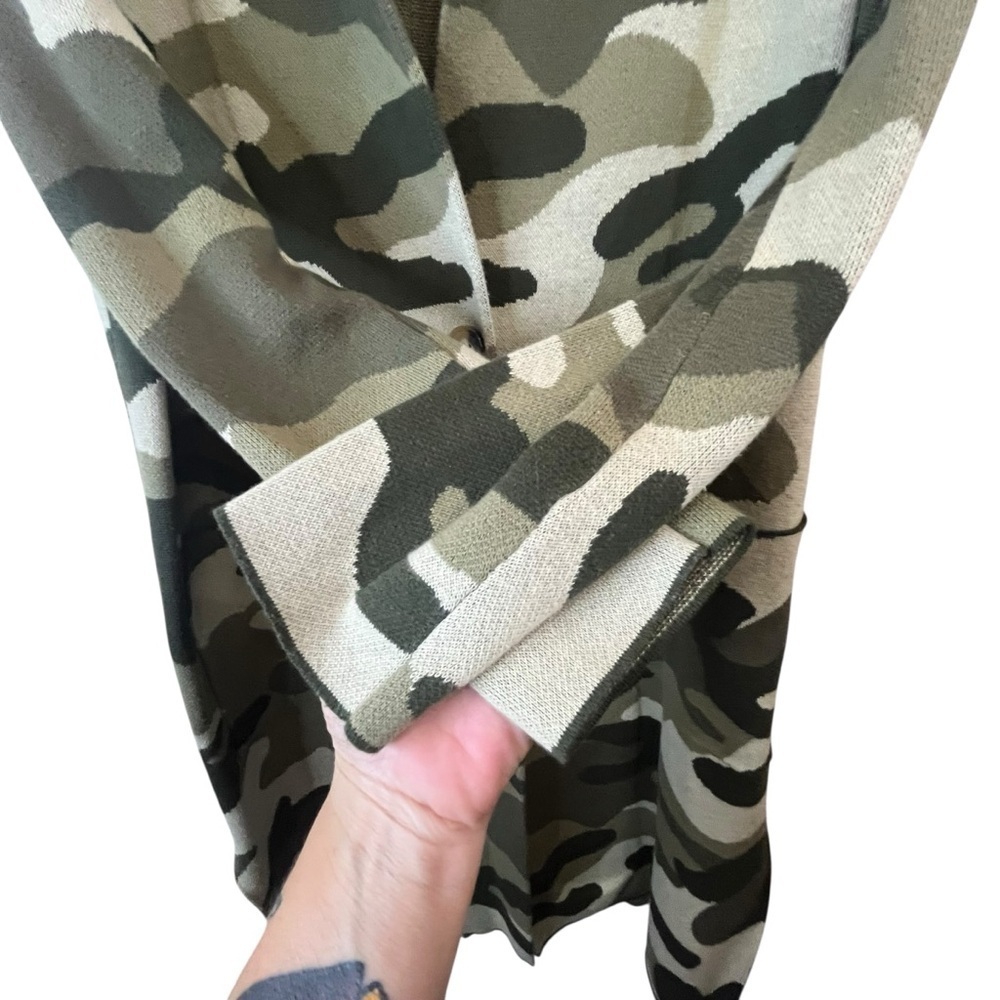 Maeve by Anthropologie Kieran Camo Open Front Long Knit Cardigan Sweater Coat XS - Picture 11 of 16